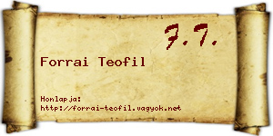 Forrai Teofil névjegykártya